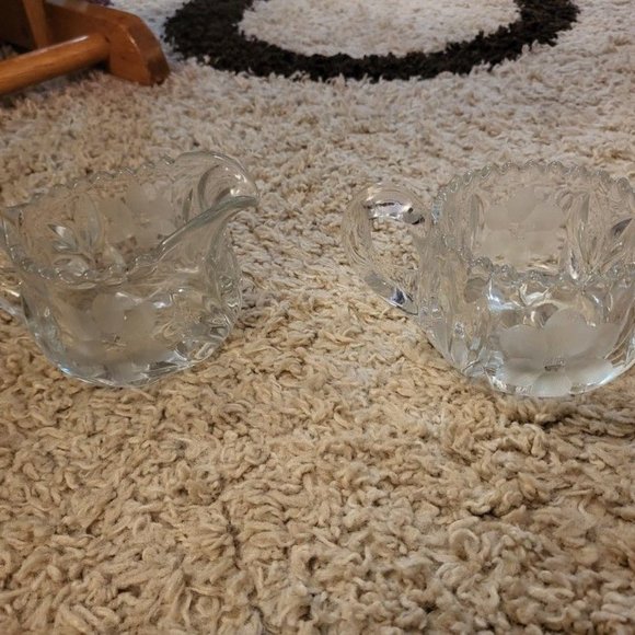 1950s Vintage Crystal Sugar And Cream Set - Picture 2 of 3